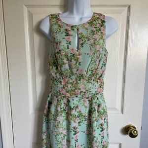 Green and Pink Floral Halter Dress